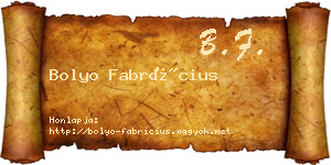 Bolyo Fabrícius névjegykártya